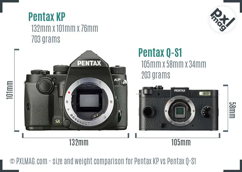 Pentax KP vs Pentax Q-S1 size comparison