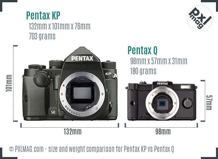 Pentax KP vs Pentax Q size comparison