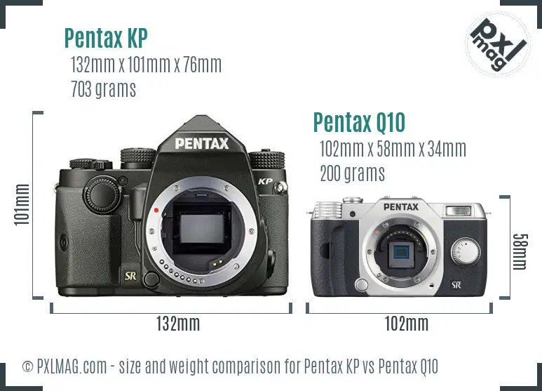 Pentax KP vs Pentax Q10 size comparison