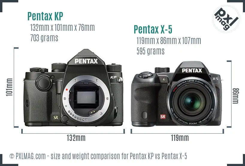 Pentax KP vs Pentax X-5 size comparison