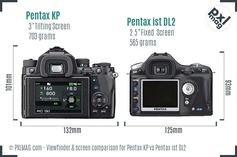Pentax KP vs Pentax ist DL2 Screen and Viewfinder comparison