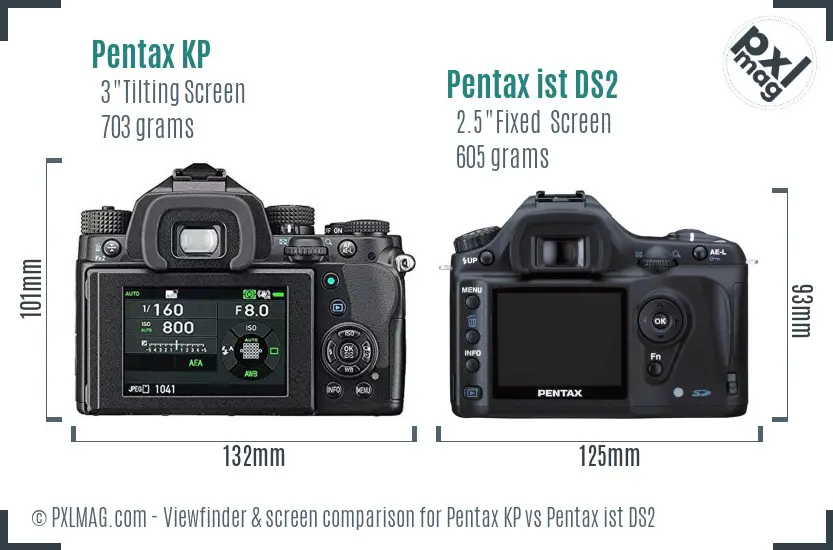 Pentax KP vs Pentax ist DS2 Screen and Viewfinder comparison