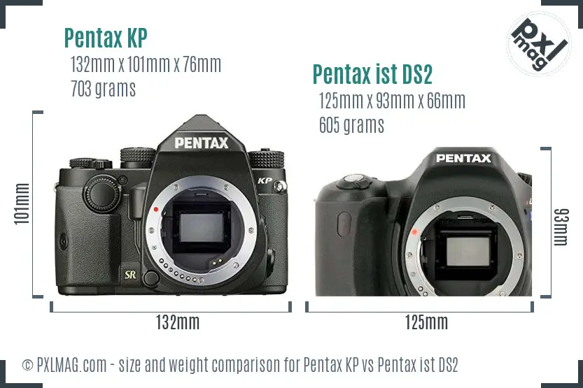 Pentax KP vs Pentax ist DS2 size comparison