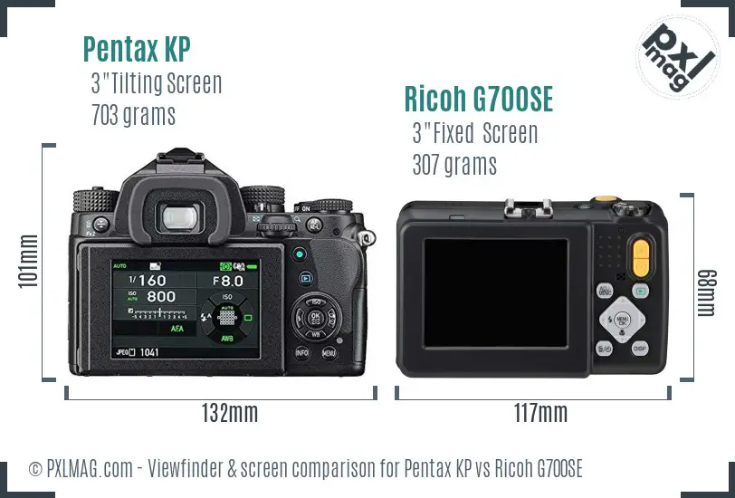 Pentax KP vs Ricoh G700SE Screen and Viewfinder comparison