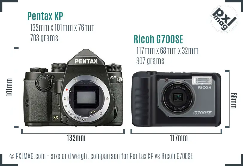 Pentax KP vs Ricoh G700SE size comparison