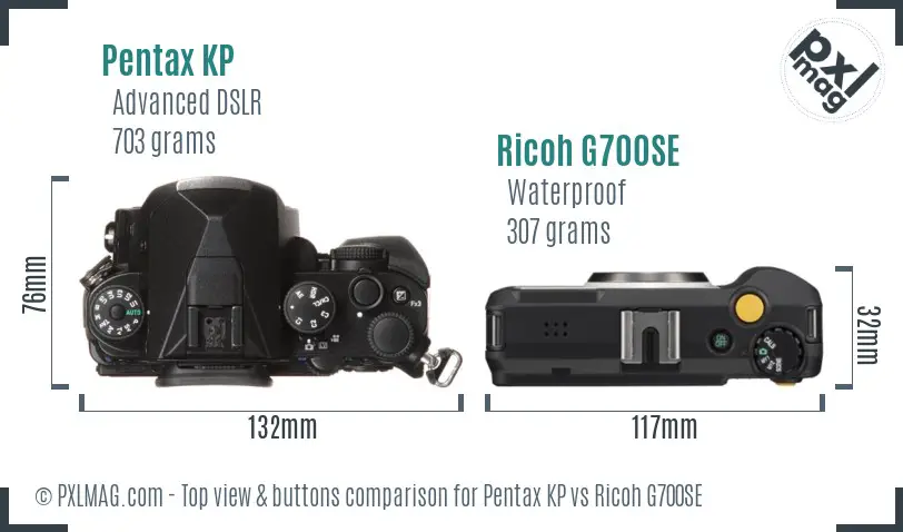 Pentax KP vs Ricoh G700SE top view buttons comparison