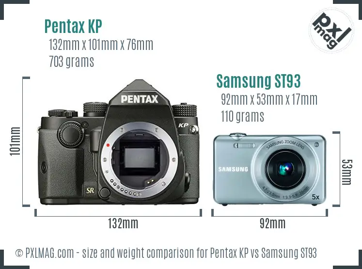 Pentax KP vs Samsung ST93 size comparison