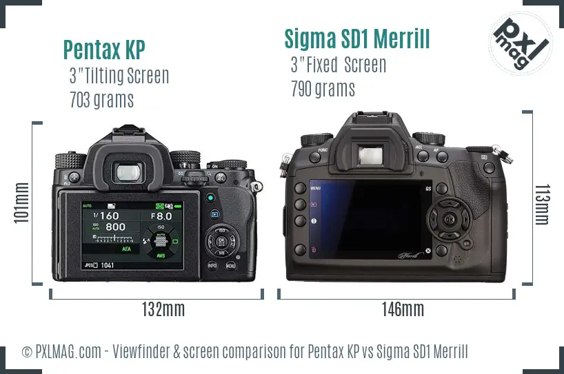 Pentax KP vs Sigma SD1 Merrill Screen and Viewfinder comparison