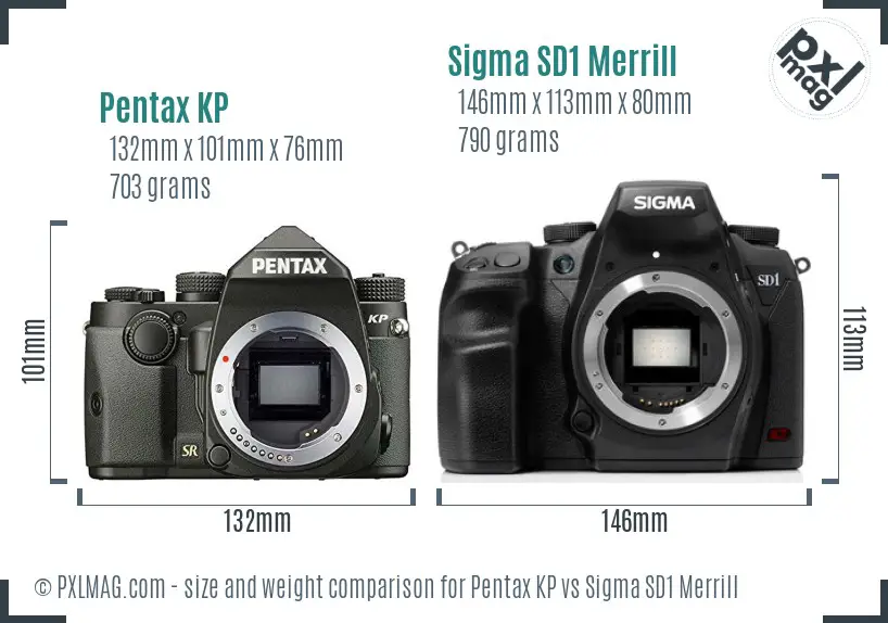 Pentax KP vs Sigma SD1 Merrill size comparison