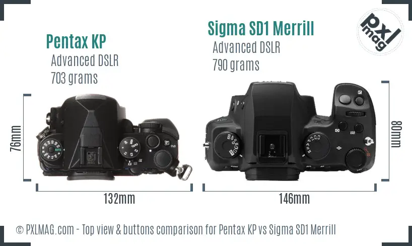 Pentax KP vs Sigma SD1 Merrill top view buttons comparison