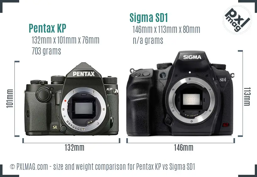 Pentax KP vs Sigma SD1 size comparison
