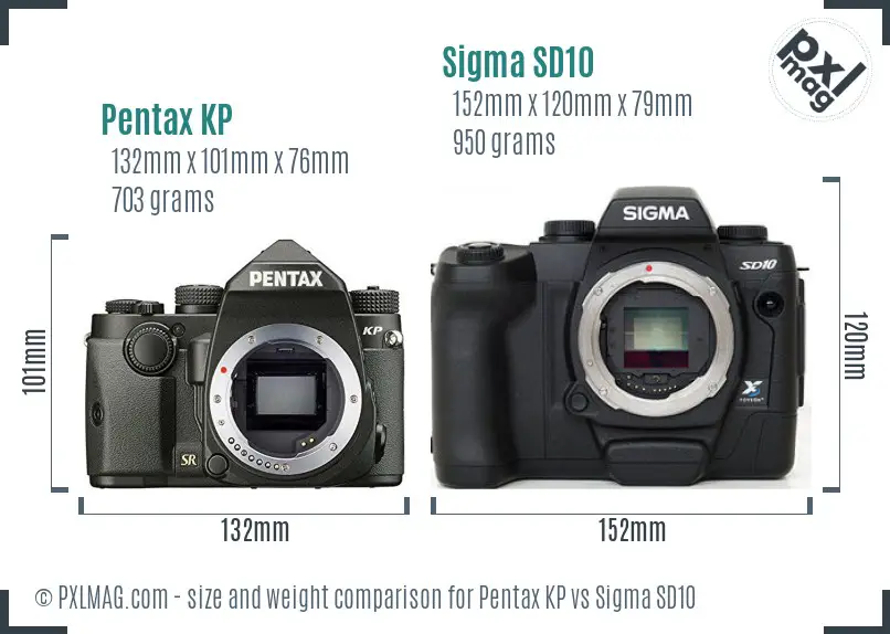 Pentax KP vs Sigma SD10 size comparison