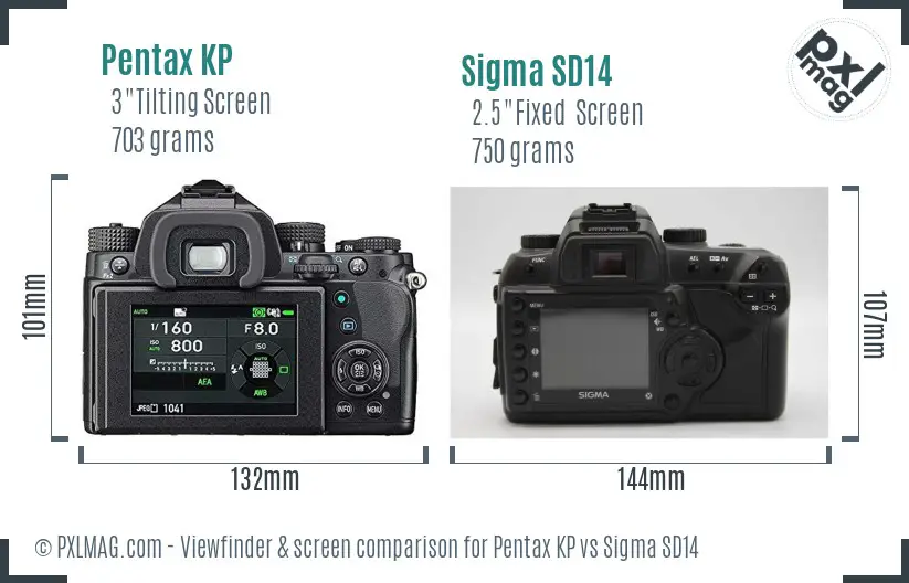 Pentax KP vs Sigma SD14 Screen and Viewfinder comparison