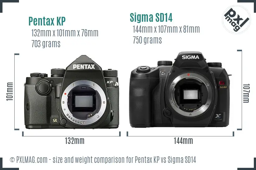 Pentax KP vs Sigma SD14 size comparison