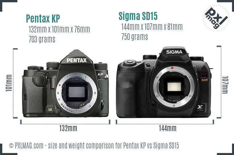 Pentax KP vs Sigma SD15 size comparison