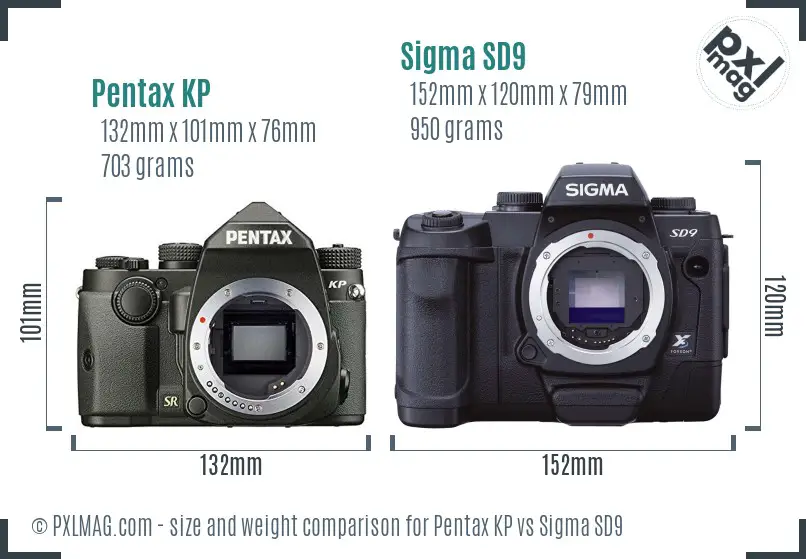 Pentax KP vs Sigma SD9 size comparison