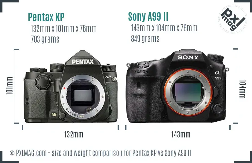 Pentax KP vs Sony A99 II size comparison