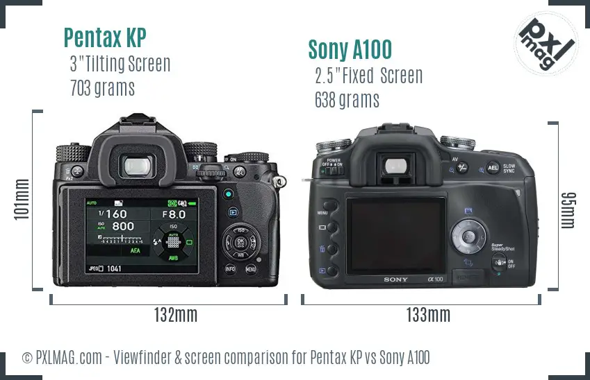 Pentax KP vs Sony A100 Screen and Viewfinder comparison Pentax KP vs Sony A100 Screen and Viewfinder comparison