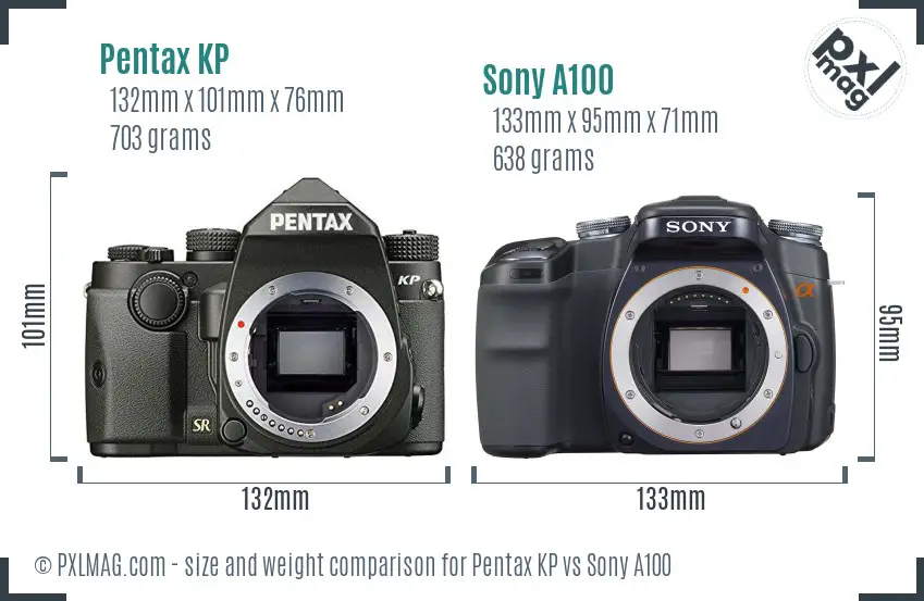 Pentax KP vs Sony A100 size comparison Pentax KP vs Sony A100 size comparison
