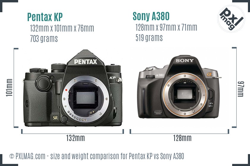 Pentax KP vs Sony A380 size comparison Pentax KP vs Sony A380 size comparison