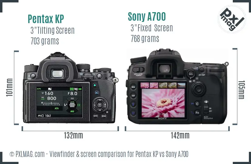 Pentax KP vs Sony A700 Screen and Viewfinder comparison