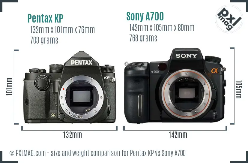 Pentax KP vs Sony A700 size comparison
