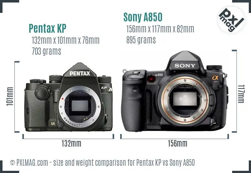 Pentax KP vs Sony A850 size comparison