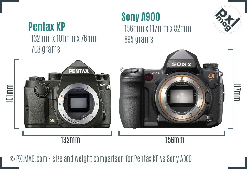 Pentax KP vs Sony A900 size comparison