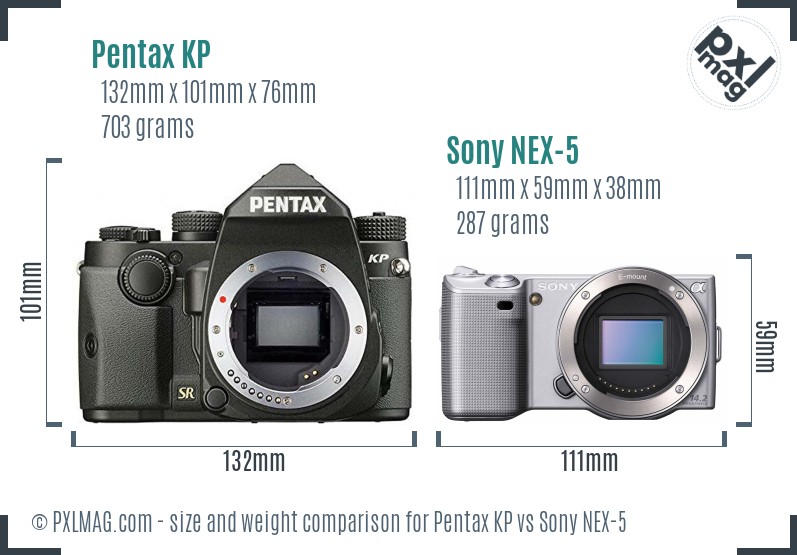 Pentax KP vs Sony NEX-5 size comparison