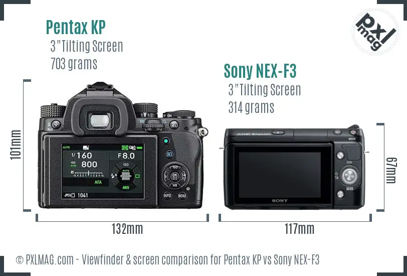 Pentax KP vs Sony NEX-F3 Screen and Viewfinder comparison Pentax KP vs Sony NEX-F3 Screen and Viewfinder comparison