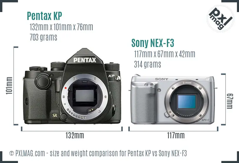 Pentax KP vs Sony NEX-F3 size comparison Pentax KP vs Sony NEX-F3 size comparison