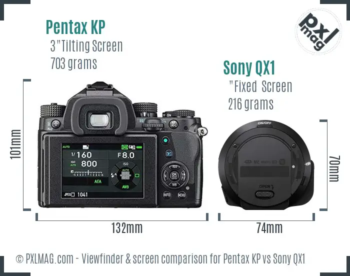 Pentax KP vs Sony QX1 Screen and Viewfinder comparison Pentax KP vs Sony QX1 Screen and Viewfinder comparison