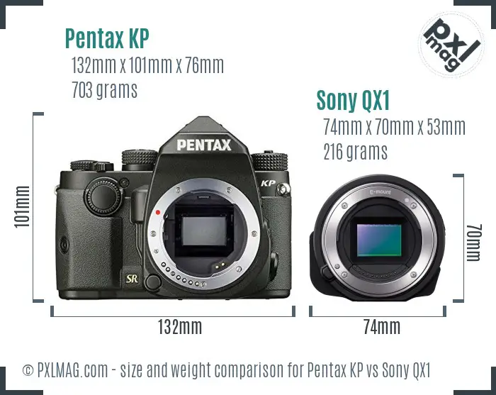 Pentax KP vs Sony QX1 size comparison Pentax KP vs Sony QX1 size comparison