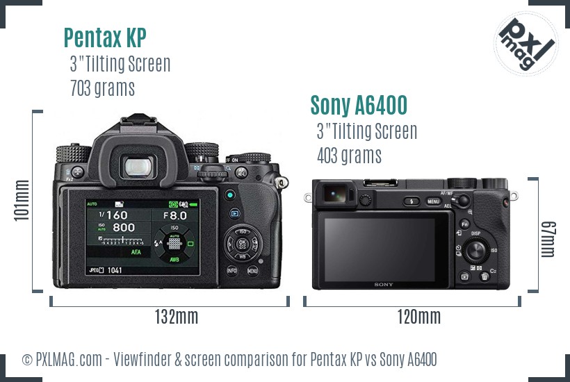 Pentax KP vs Sony A6400 Screen and Viewfinder comparison