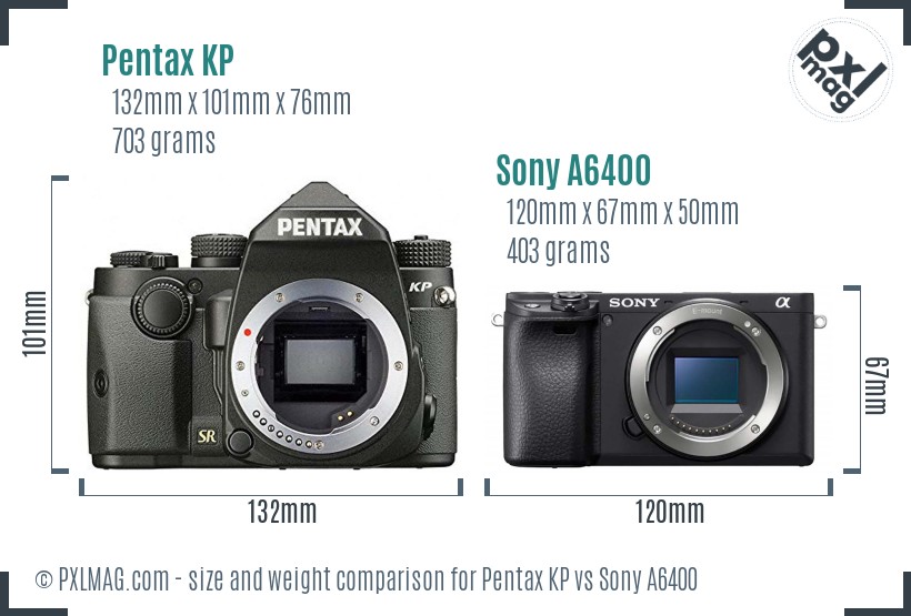 Pentax KP vs Sony A6400 size comparison Pentax KP vs Sony A6400 size comparison