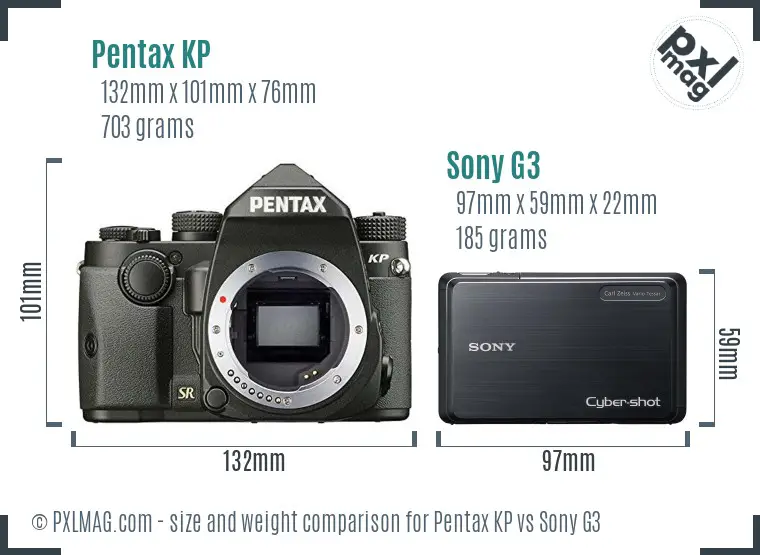 Pentax KP vs Sony G3 size comparison