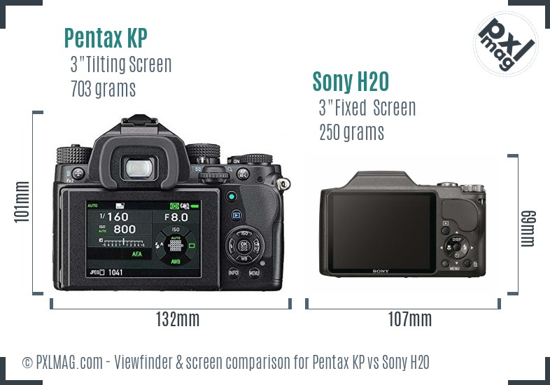 Pentax KP vs Sony H20 Screen and Viewfinder comparison