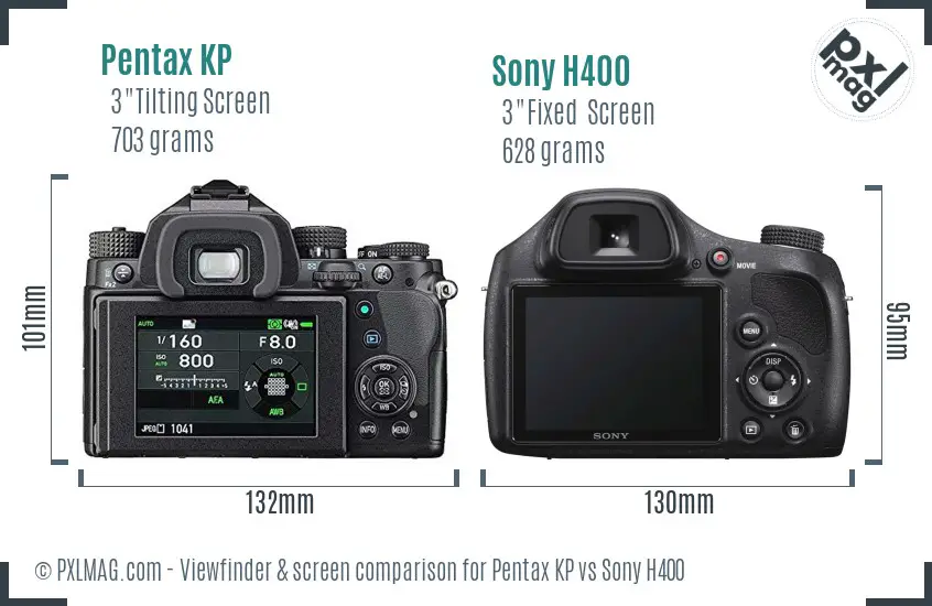 Pentax KP vs Sony H400 Screen and Viewfinder comparison