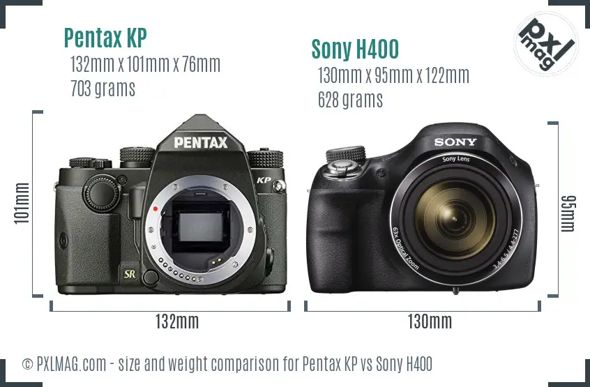 Pentax KP vs Sony H400 size comparison