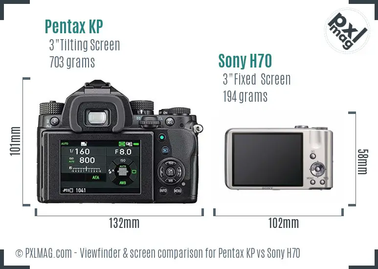 Pentax KP vs Sony H70 Screen and Viewfinder comparison