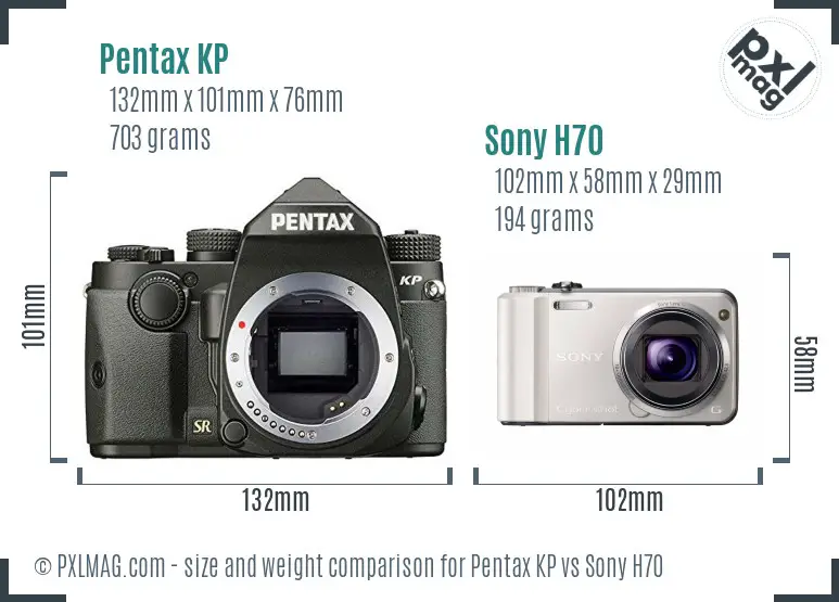 Pentax KP vs Sony H70 size comparison Pentax KP vs Sony H70 size comparison