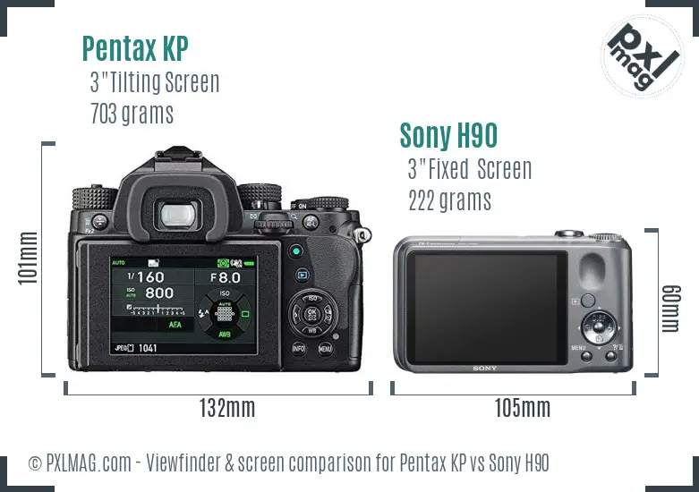 Pentax KP vs Sony H90 Screen and Viewfinder comparison Pentax KP vs Sony H90 Screen and Viewfinder comparison