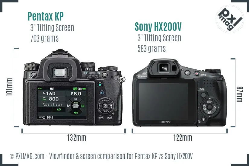 Pentax KP vs Sony HX200V Screen and Viewfinder comparison Pentax KP vs Sony HX200V Screen and Viewfinder comparison