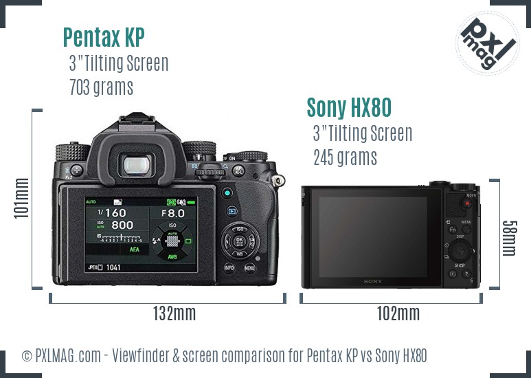 Pentax KP vs Sony HX80 Screen and Viewfinder comparison