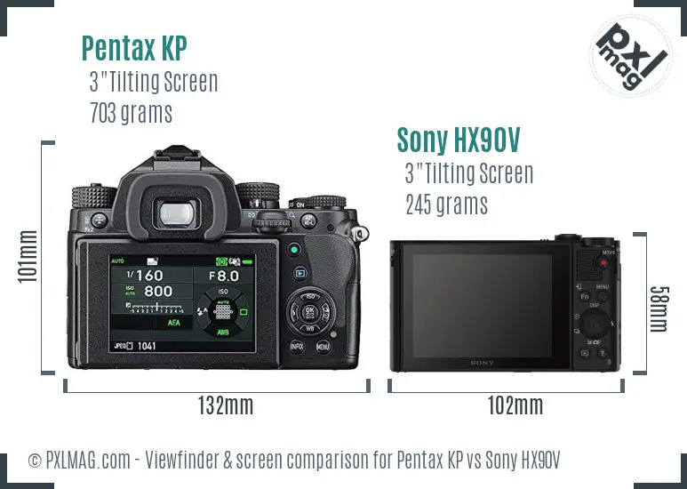 Pentax KP vs Sony HX90V Screen and Viewfinder comparison