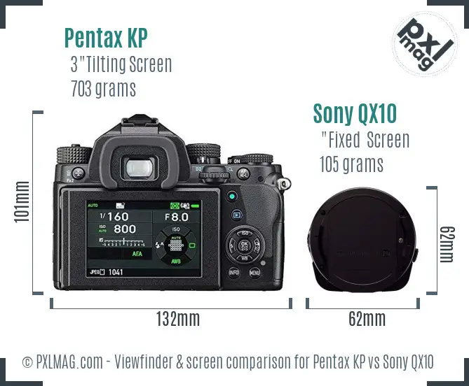 Pentax KP vs Sony QX10 Screen and Viewfinder comparison Pentax KP vs Sony QX10 Screen and Viewfinder comparison