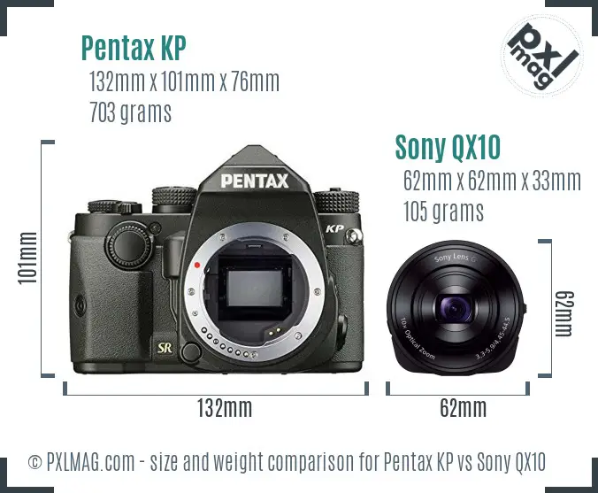 Pentax KP vs Sony QX10 size comparison Pentax KP vs Sony QX10 size comparison