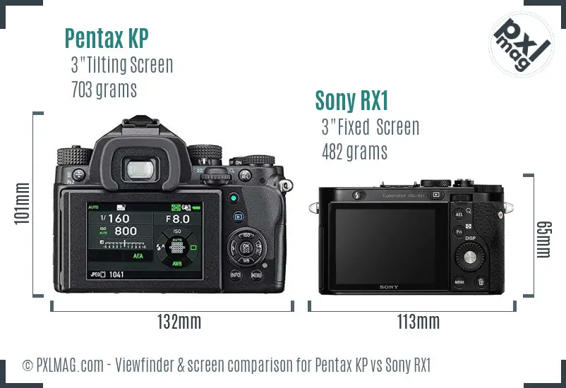 Pentax KP vs Sony RX1 Screen and Viewfinder comparison Pentax KP vs Sony RX1 Screen and Viewfinder comparison