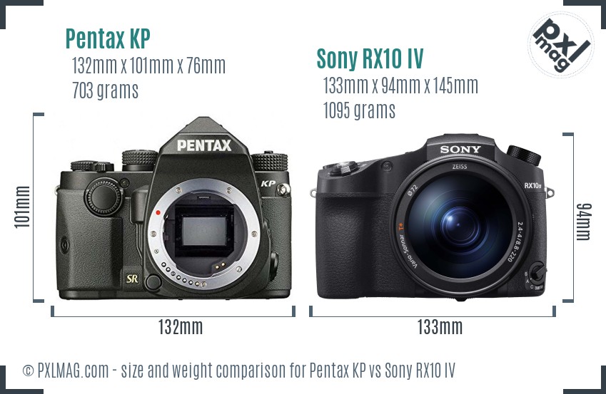 Pentax KP vs Sony RX10 IV size comparison Pentax KP vs Sony RX10 IV size comparison