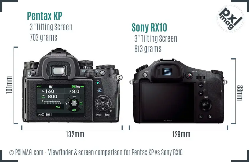 Pentax KP vs Sony RX10 Screen and Viewfinder comparison